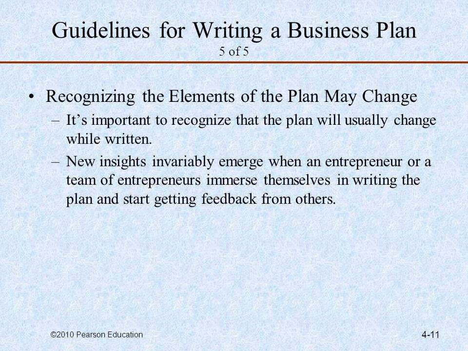 Five elements business plan